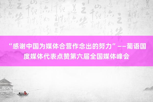 “感谢中国为媒体合营作念出的努力”——葡语国度媒体代表点赞第六届全国媒体峰会